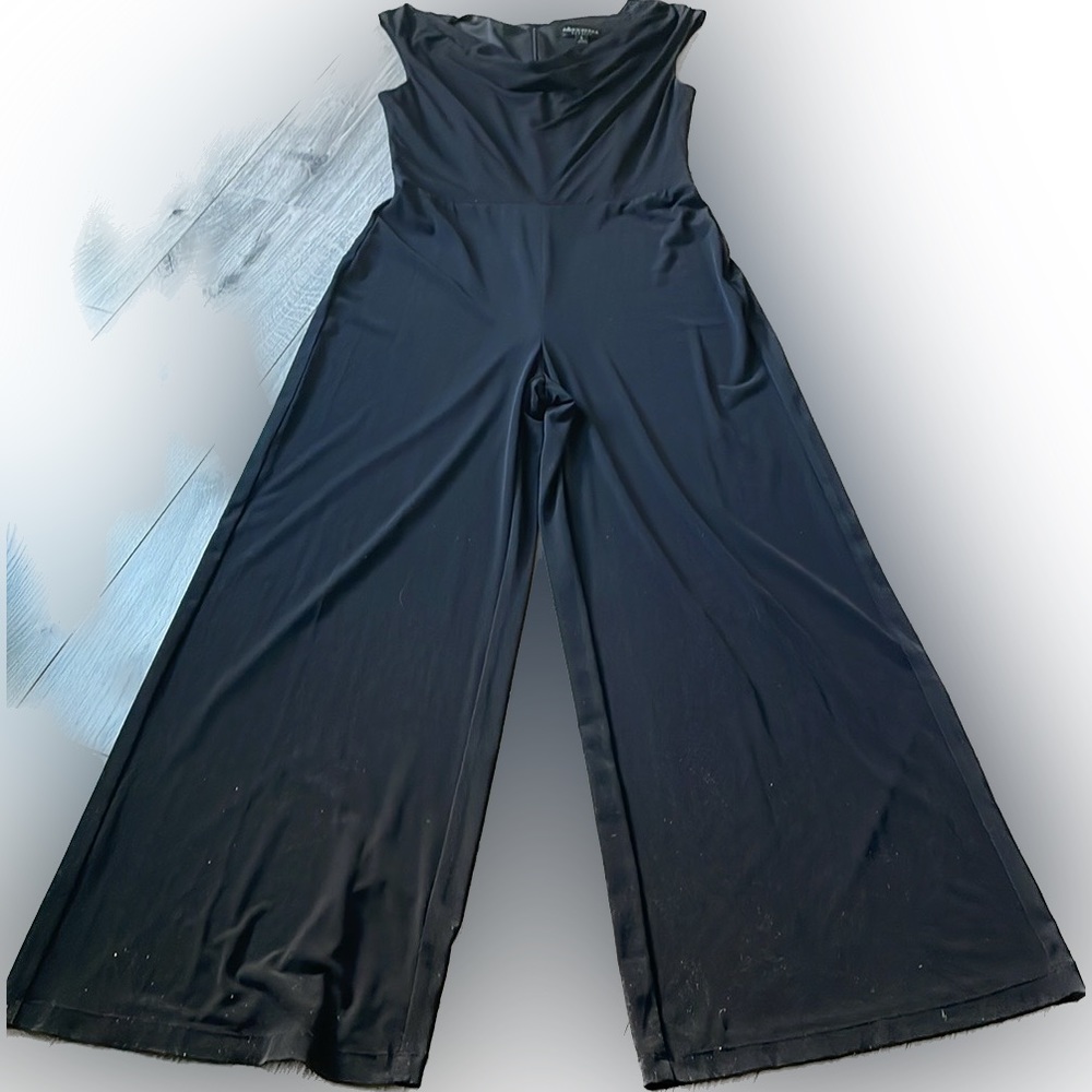 Black Wide Leg jumpsuit with Cowl Neck .